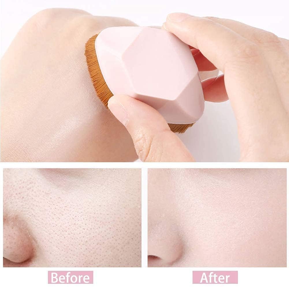 Professional Foundation Makeup Brush - Diamond Shape for Blending Liquid, Cream, Powder Foundation (Pink)