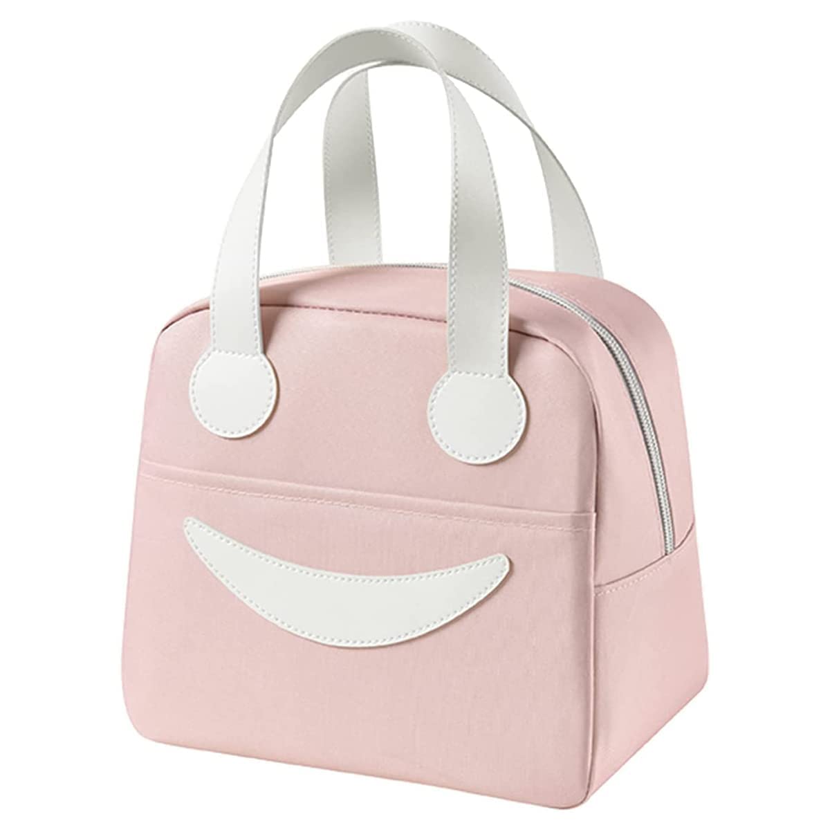 Smiley Lunch Bags for School, Office, Travel with Aluminum Lining, Leakproof | Pink