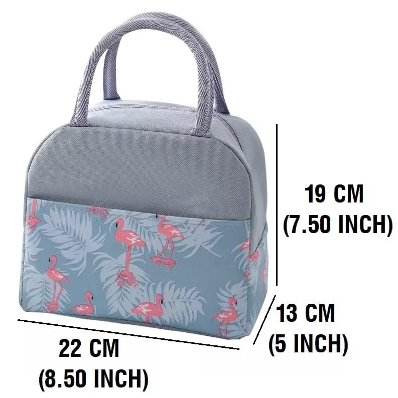 Grey Flamingo Insulated Lunch Bag | Portable and Reusable (Half Print)
