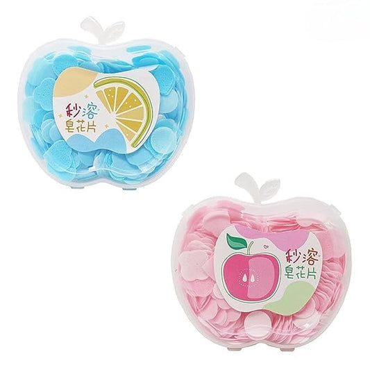 Scented Soft Paper Soap in Apple Shape Box, for Toilet, Outdoor, Travel, School, College (Assorted/Random Color)