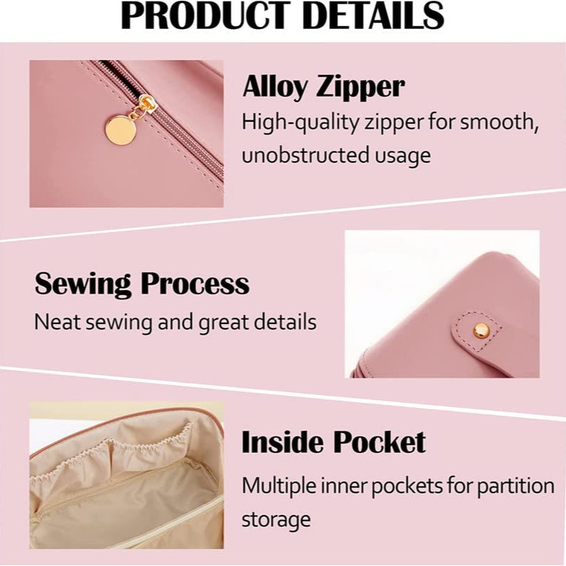 Women's Makeup/Cosmetic Portable Travel Bag with Handle & Divider | Pink (Flash)