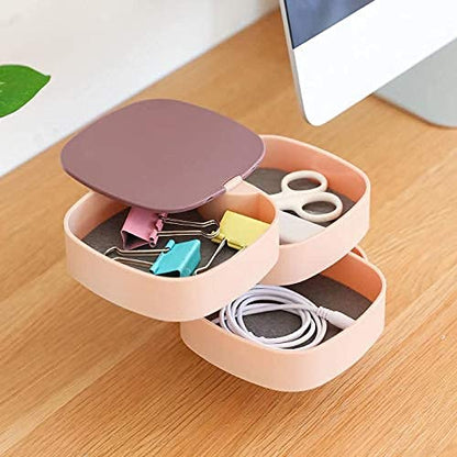 Rotating Jewellery Organizer, 4 Layer with Built-in Mirror for women & girls