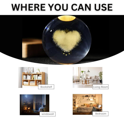 3D Love Heart Crystal Ball Night Lamp for Home Office Decoration Birthday Gift (Love Heart)