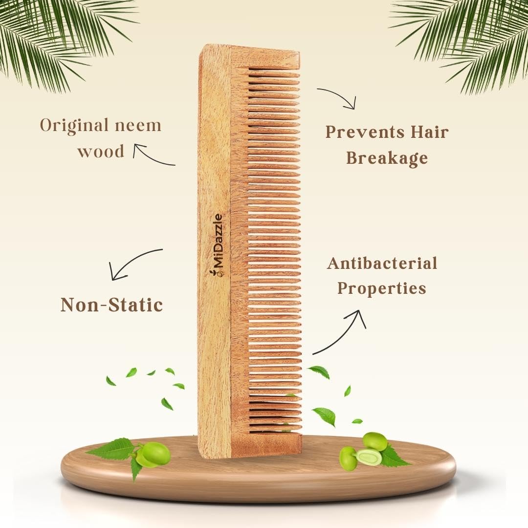 Houme Wooden Neem Hair for Women & Men (COMBO) | Hair Straightening and Frizz Control Styling Comb (Sale)