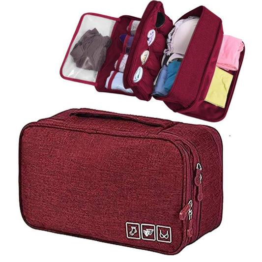 5 compartment Travel Organizer Bag for Storage of Bra, Panty, Underwear, Cosmetics, Toiletry Bag