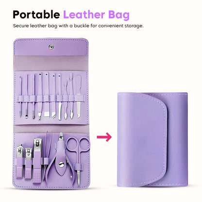Manicure Nail Clipper Kit - 16 Pieces for Facial Care, Hand Care, Foot Care