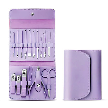 Manicure Nail Clipper Kit - 16 Pieces for Facial Care, Hand Care, Foot Care
