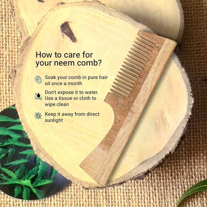Neem Comb with handle | Anti bacterial - 1Pc
