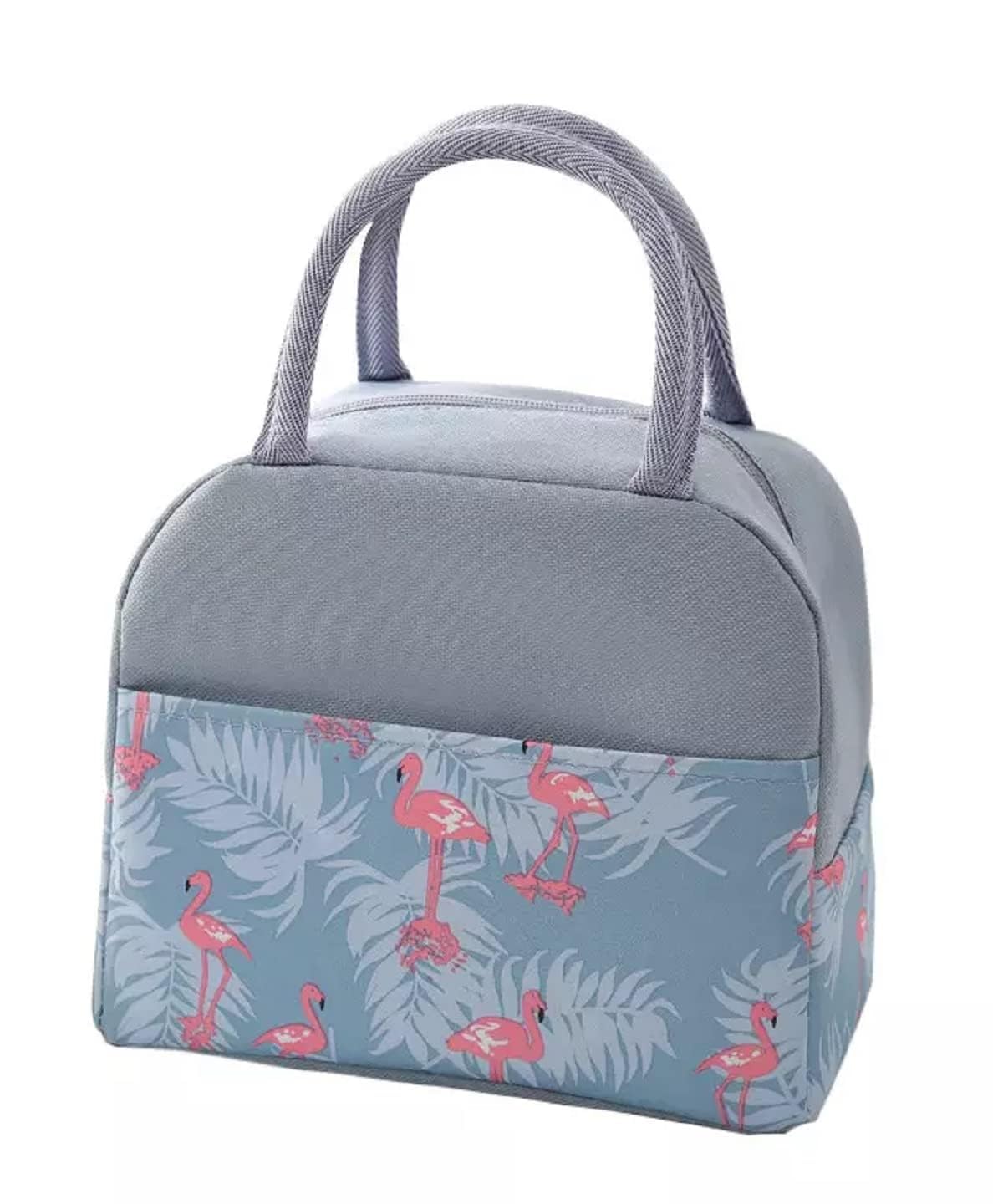 Grey Flamingo Insulated Lunch Bag | Portable and Reusable (Half Print)
