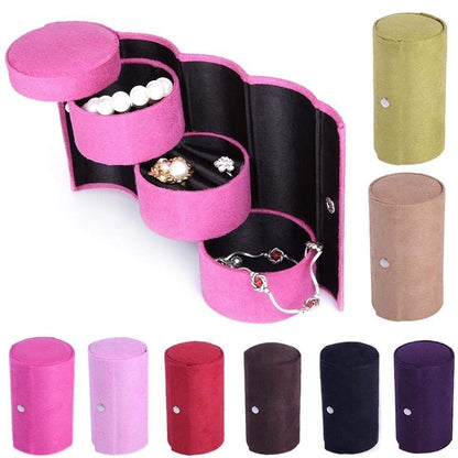 Portable Mini 3-Layers Round Jewelry Cosmetic Box Organizer Storage Box for Earrings Ring Necklace Jewelry, Cosmetic, Small Accessories Holder Bag
