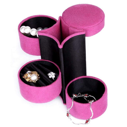 Portable Mini 3-Layers Round Jewelry Cosmetic Box Organizer Storage Box for Earrings Ring Necklace Jewelry, Cosmetic, Small Accessories Holder Bag