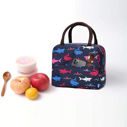 Insulated Lunch Bags For Office, Women, Men & Kids | Portable And Reusable (Blue Shark)