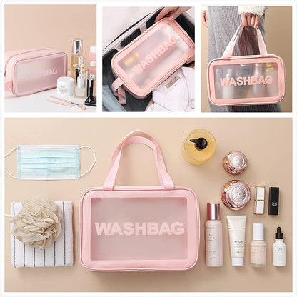 Make up & Toiletry Bags for Cosmetics, Brushes, Accessories Set of 3 - (Pink)