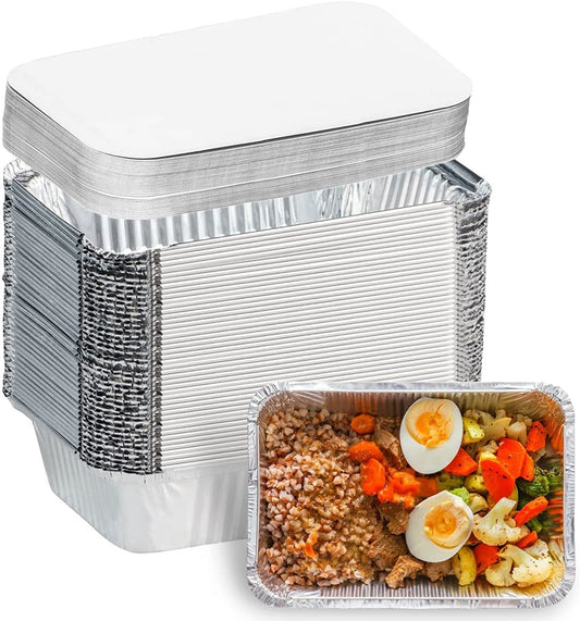 Houme Aluminium disposable Foil Containers with Lid Covers 660ml *30 Pcs