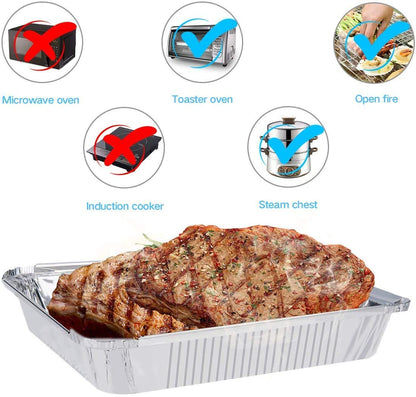 Aluminium Silver Foil Container 750 ml, with Lid for Kitchen Pack of 25