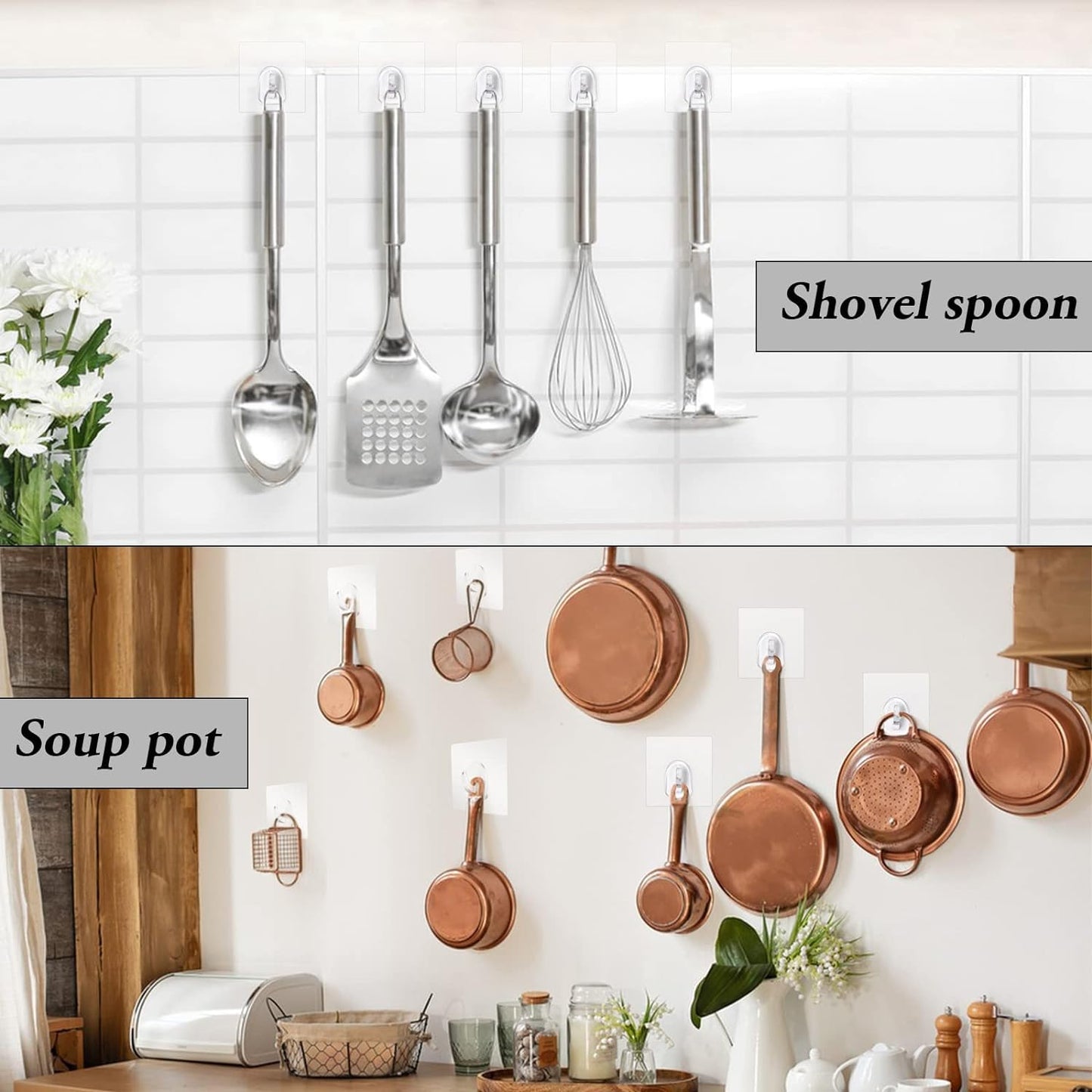 Sticker Wall Hooks For Hanging | Transparent & Waterproof (Pack Of 10)