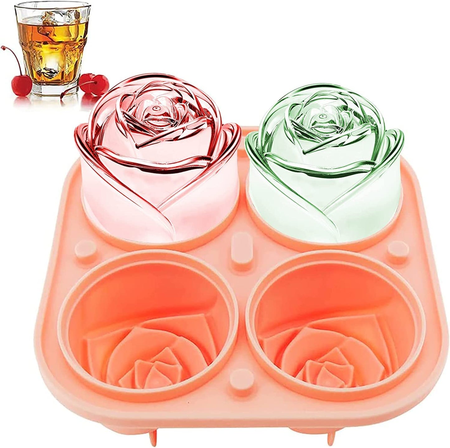 Rose Shape Ice Cube Tray and Mold  Reusable Best for Freezer
