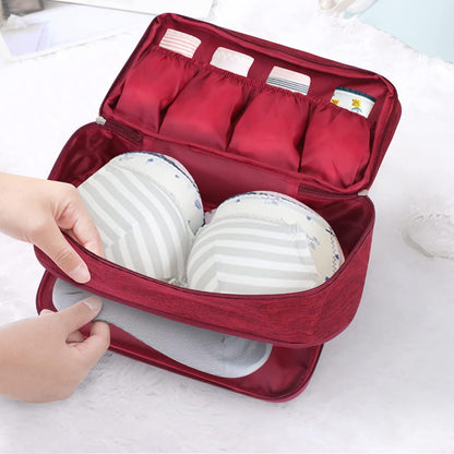 5 compartment Travel Organizer Bag for Storage of Bra, Panty, Underwear, Cosmetics, Toiletry Bag