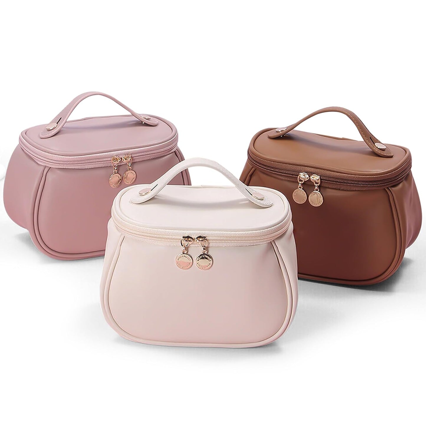 Makeup Bag, Portable Cosmetic Bag, Large Capacity for Girls & Women (Pink 50)