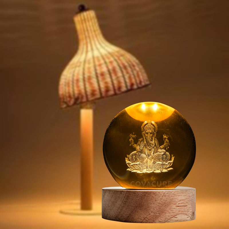 Houme Ganesh Ji crystal ball night lamp, warm white USB night light