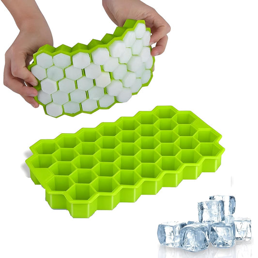 Silicone Honeycomb Ice Cube Tray for Freezer 37 Cavity - Green