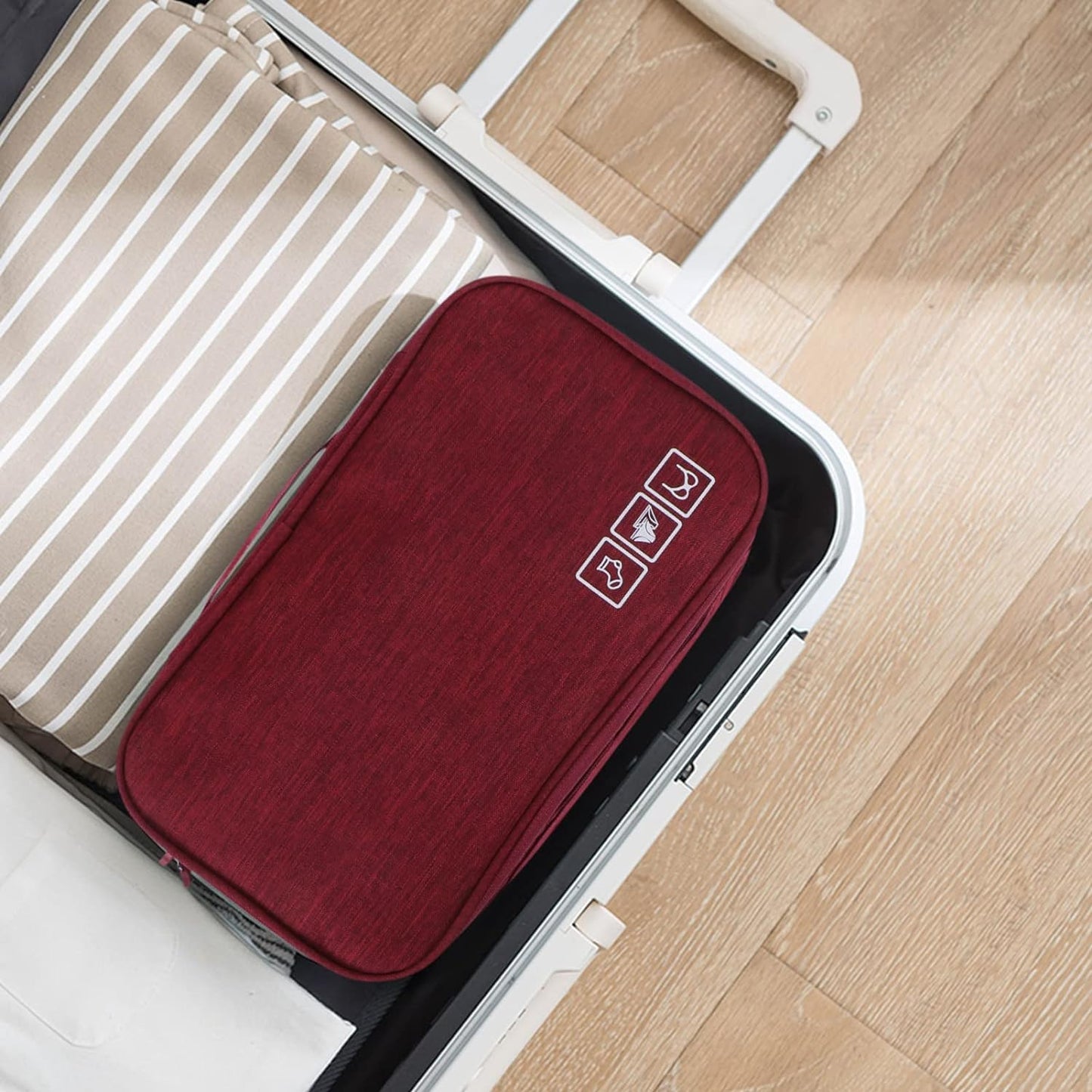 5 compartment Travel Organizer Bag for Storage of Bra, Panty, Underwear, Cosmetics, Toiletry Bag