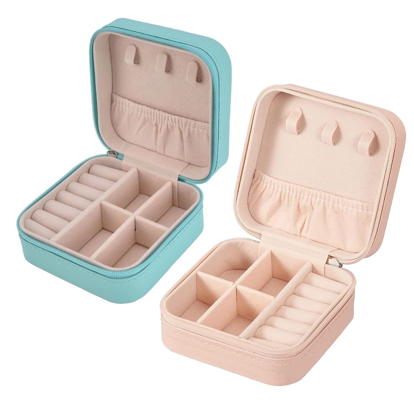 Houme Portable Jewellery Organiser with Dividers & Container for Rings, Earrings, Necklace - Pack of 2
