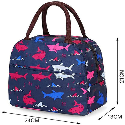 Insulated Lunch Bags For Office, Women, Men & Kids | Portable And Reusable (Blue Shark)