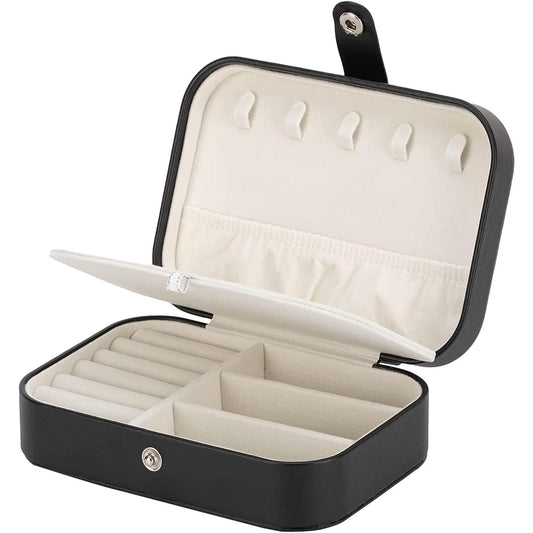 Jewellery Organisers Box PU Leather Storage Case for Rings, Earrings, Necklace | Medium (Black)