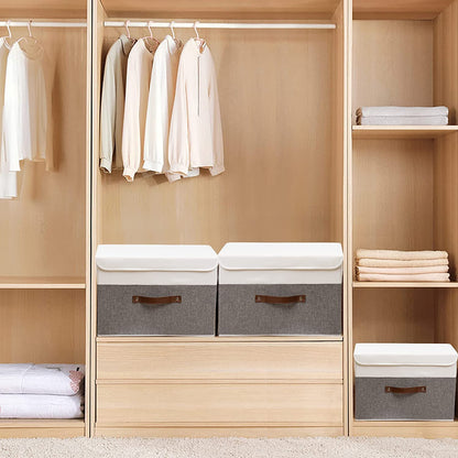 Storage Box for Clothes Foldable Storage Box Linen Fabric (38x25x25cm) (Rectangular, White)