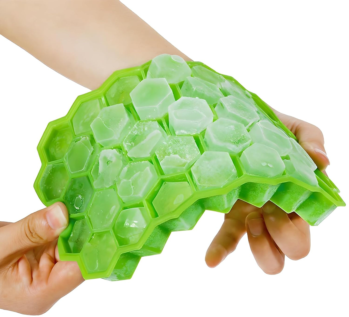 Silicone Honeycomb Ice Cube Tray for Freezer 37 Cavity - Green