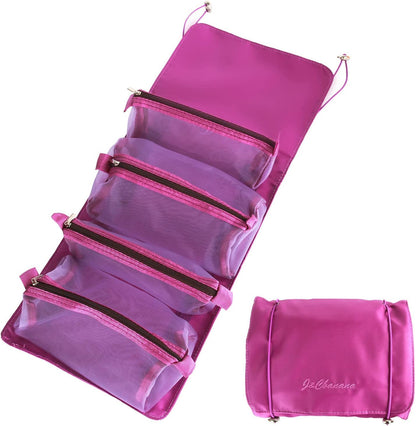 Foldable Make up Pouch for Makeup Accessories, Storage Bag for Cosmetics (Purple)