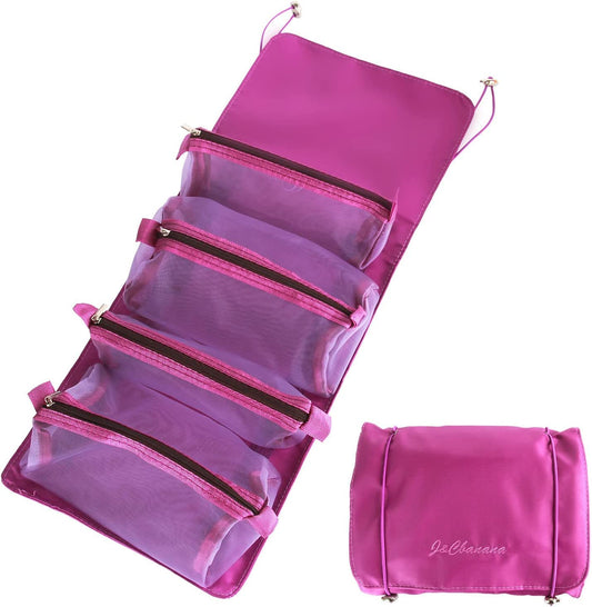 Foldable Make up Pouch for Makeup Accessories, Storage Bag for Cosmetics (Purple)