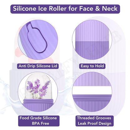 Ice Roller Combo for Face Neck & Body Cleansing, Remove Dark Puffy Eyes (Pastle Red & Purple) (Sale)