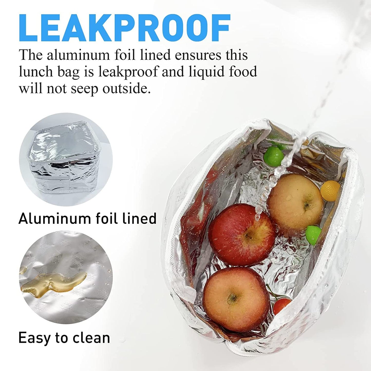 Smiley Lunch Bags for School, Office, Travel with Aluminum Lining, Leakproof | Green