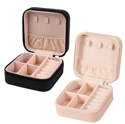 Houme Portable Jewellery Organiser with Dividers & Container for Rings, Earrings, Necklace - Pack of 2