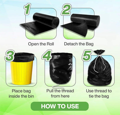 Houme - Premium Garbage Bags Size 24 X 32 Inches (Large) | 45 Bags (3 Rolls)