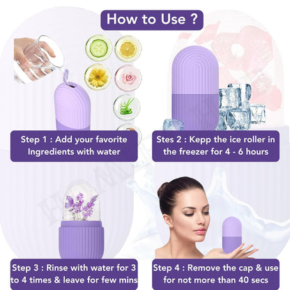 Ice Roller Combo for Face Neck & Body Cleansing, Remove Dark Puffy Eyes (Pastle Red & Purple) (Sale)