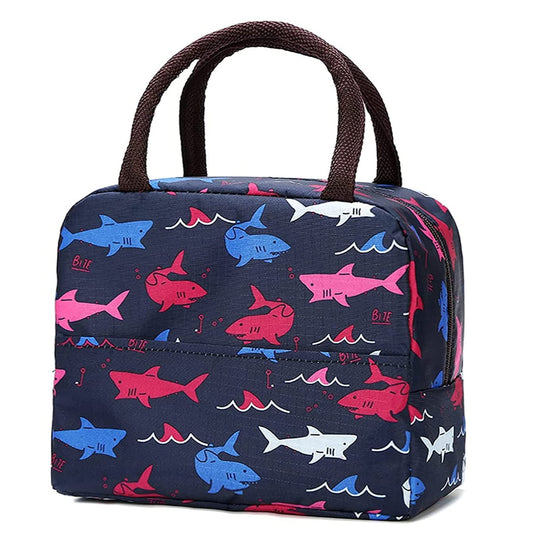 Insulated Lunch Bags For Office, Women, Men & Kids | Portable And Reusable (Blue Shark)
