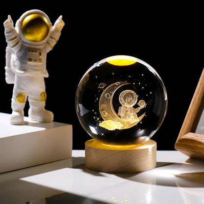 3D Crystal Moon Astranaut Lamp
