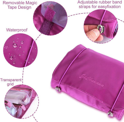 Foldable Make up Pouch for Makeup Accessories, Storage Bag for Cosmetics (Purple)