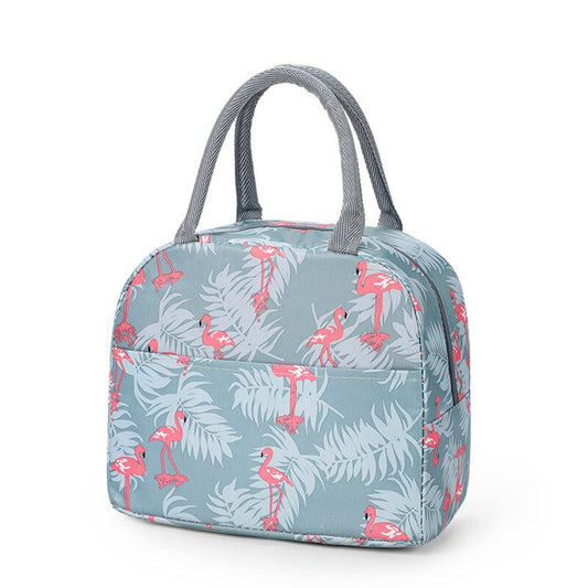 Grey Flamingo Insulated Lunch Bag | Portable and Reusable (Full Print)