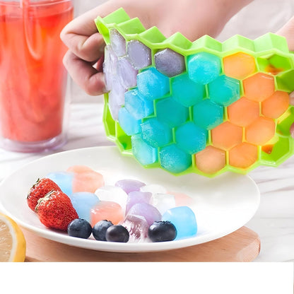 Silicone Honeycomb Ice Cube Tray for Freezer 37 Cavity - Green
