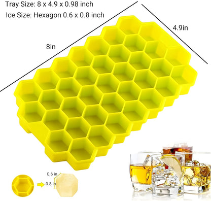 Silicone Honeycomb Ice Cube Tray for Freezer 37 Cavity - Green