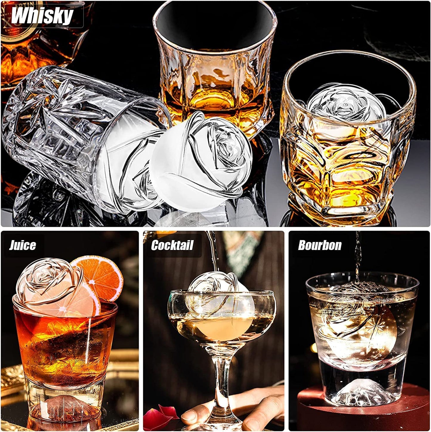 Rose Shape Ice Cube Tray and Mold  Reusable Best for Freezer