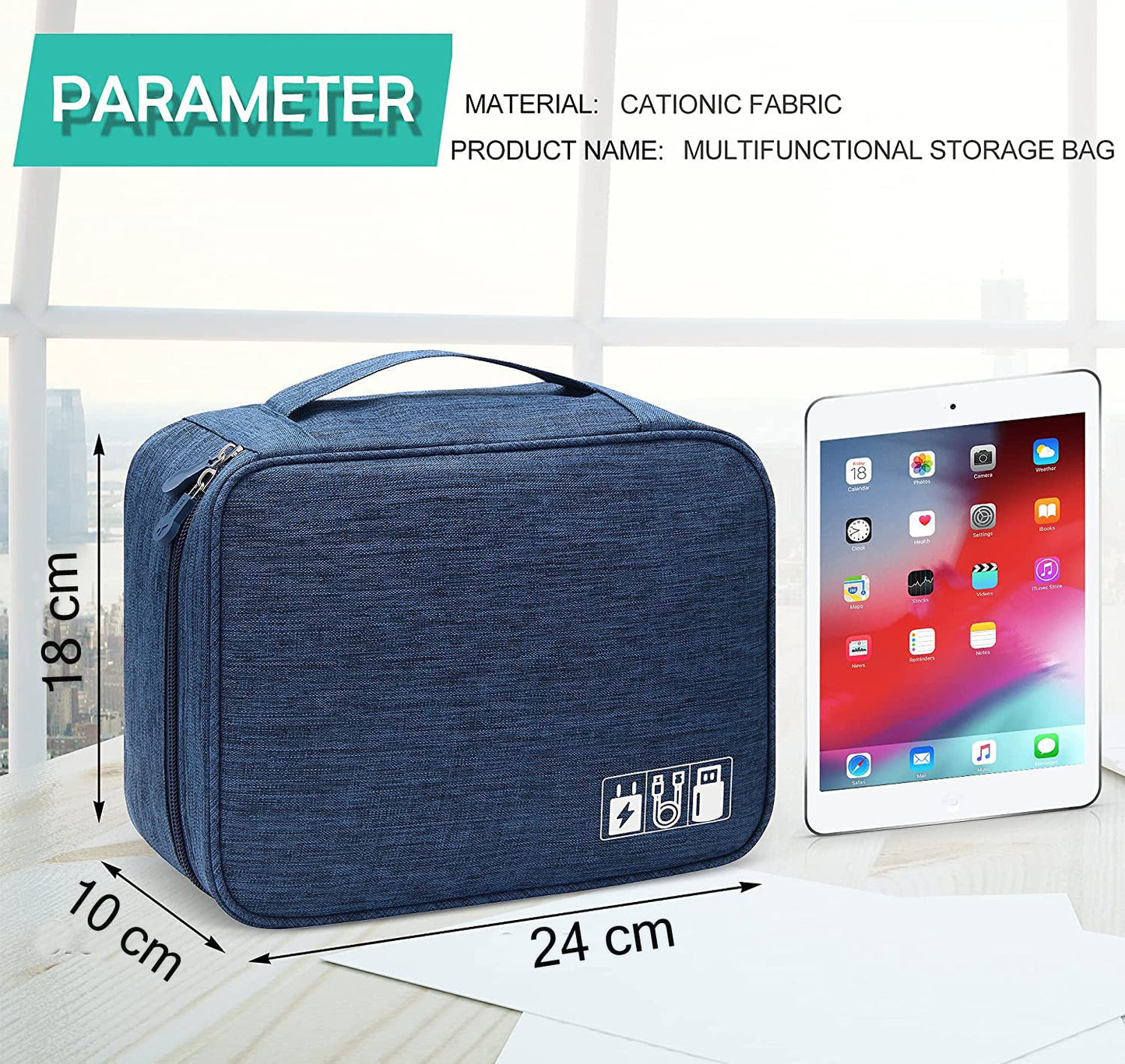Electronics Accessories Organizer/Travel Gadget Bag For Cables, Plug And More (Blue)