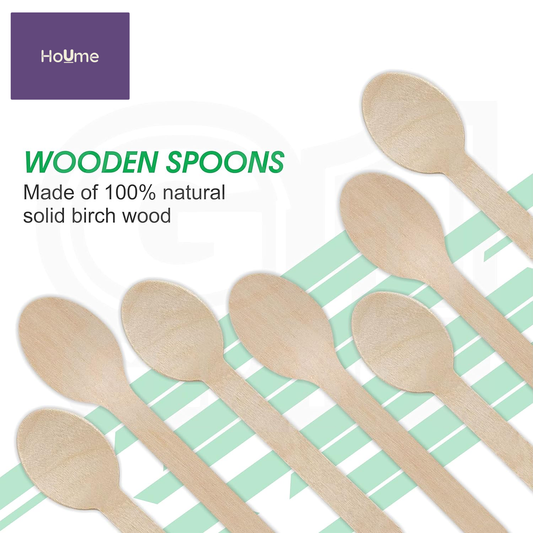 Eco Friendly Disposable Wooden Spoons, 140 mm, 100 Pieces/Pack (Pack of 1)
