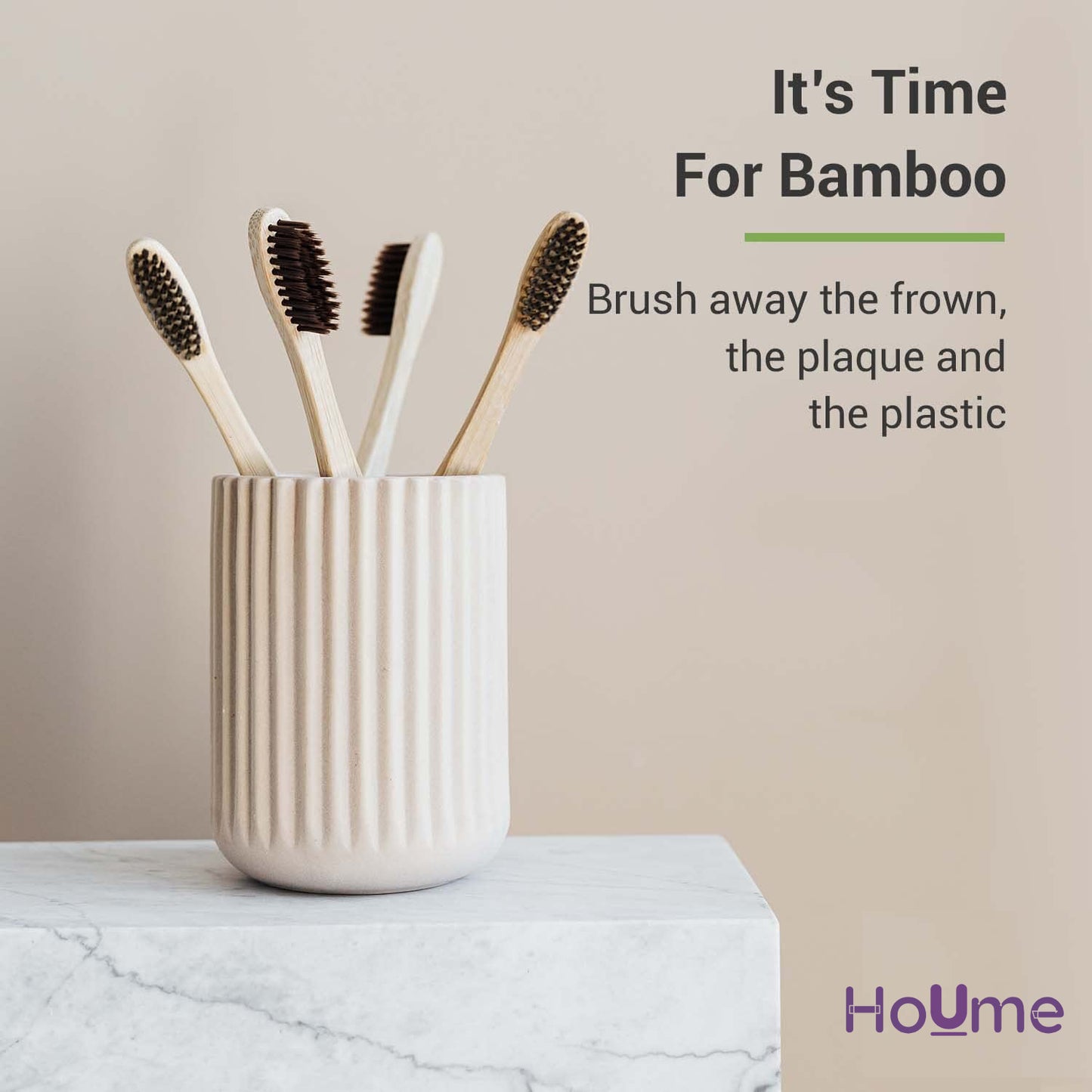 Bamboo Toothbrush with Activated Charcoal Bristles & Name Initials | Pack of 1