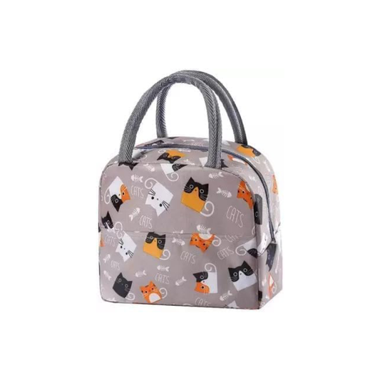 Brown CAT Design Insulated Lunch Bag | Portable and Reusable (Full Print)