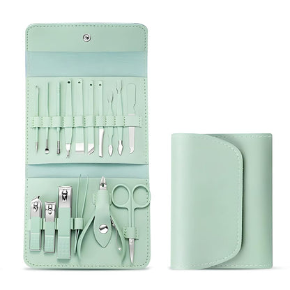 Manicure Nail Clipper Kit - 16 Pieces for Facial Care, Hand Care, Foot Care